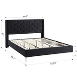 Morden Fort Queen Size Velvet Upholstered Platform Bed Frame with 6 inches Metal Legs