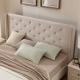 Morden Fort Queen Size Velvet Upholstered Platform Bed Frame with 6 inches Metal Legs