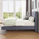 Morden Fort Queen Size Velvet Upholstered Platform Bed Frame with 6 inches Metal Legs