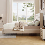 Morden Fort Queen Size Velvet Upholstered Platform Bed Frame with 6 inches Metal Legs
