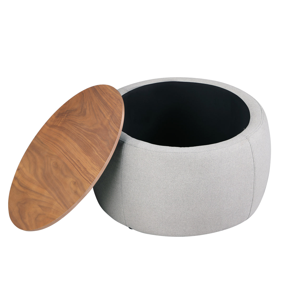 Morden Fort Round Storage Ottomans Linen Footstool with Lid