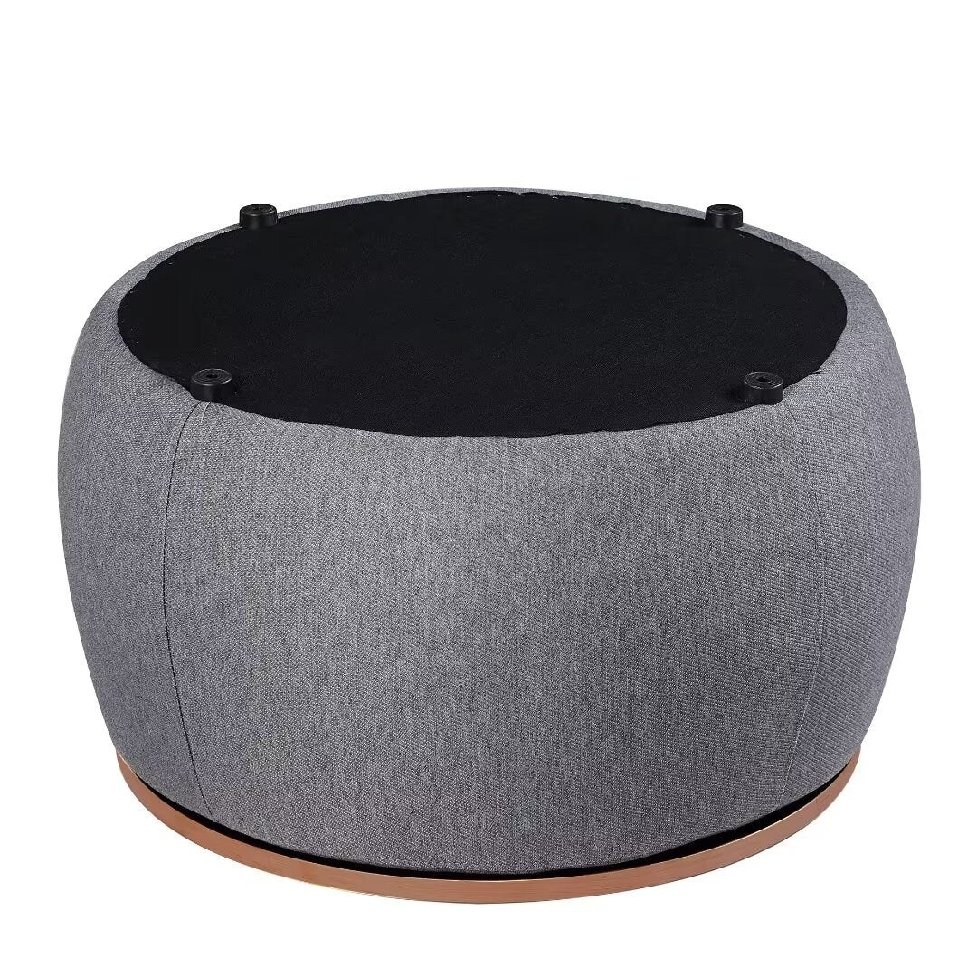 Morden Fort Round Storage Ottomans Linen Footstool with Lid