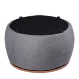 Morden Fort Round Storage Ottomans Linen Footstool with Lid