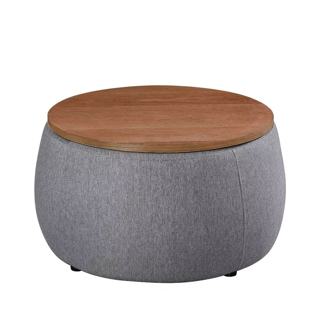 Morden Fort Round Storage Ottomans Linen Footstool with Lid