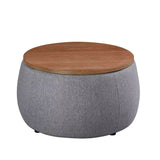 Morden Fort Round Storage Ottomans Linen Footstool with Lid