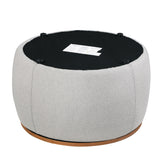 Morden Fort Round Storage Ottomans Linen Footstool with Lid