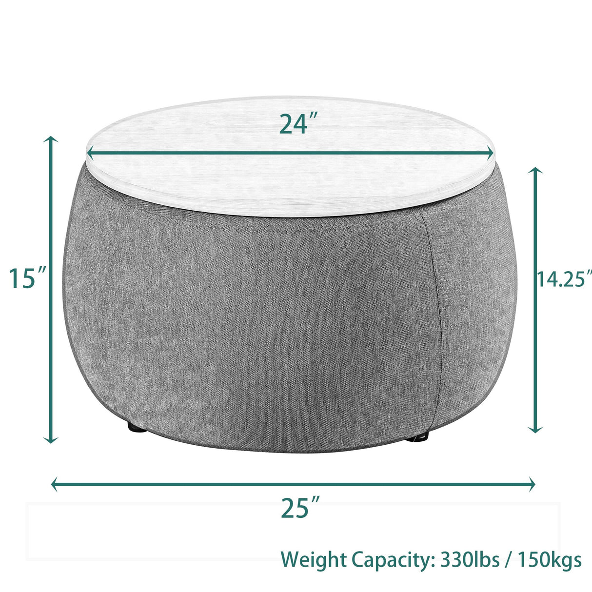 Morden Fort Round Storage Ottomans Linen Footstool with Lid