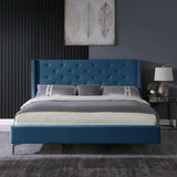 Morden Fort Queen Size Velvet Upholstered Platform Bed Frame with 6 inches Metal Legs