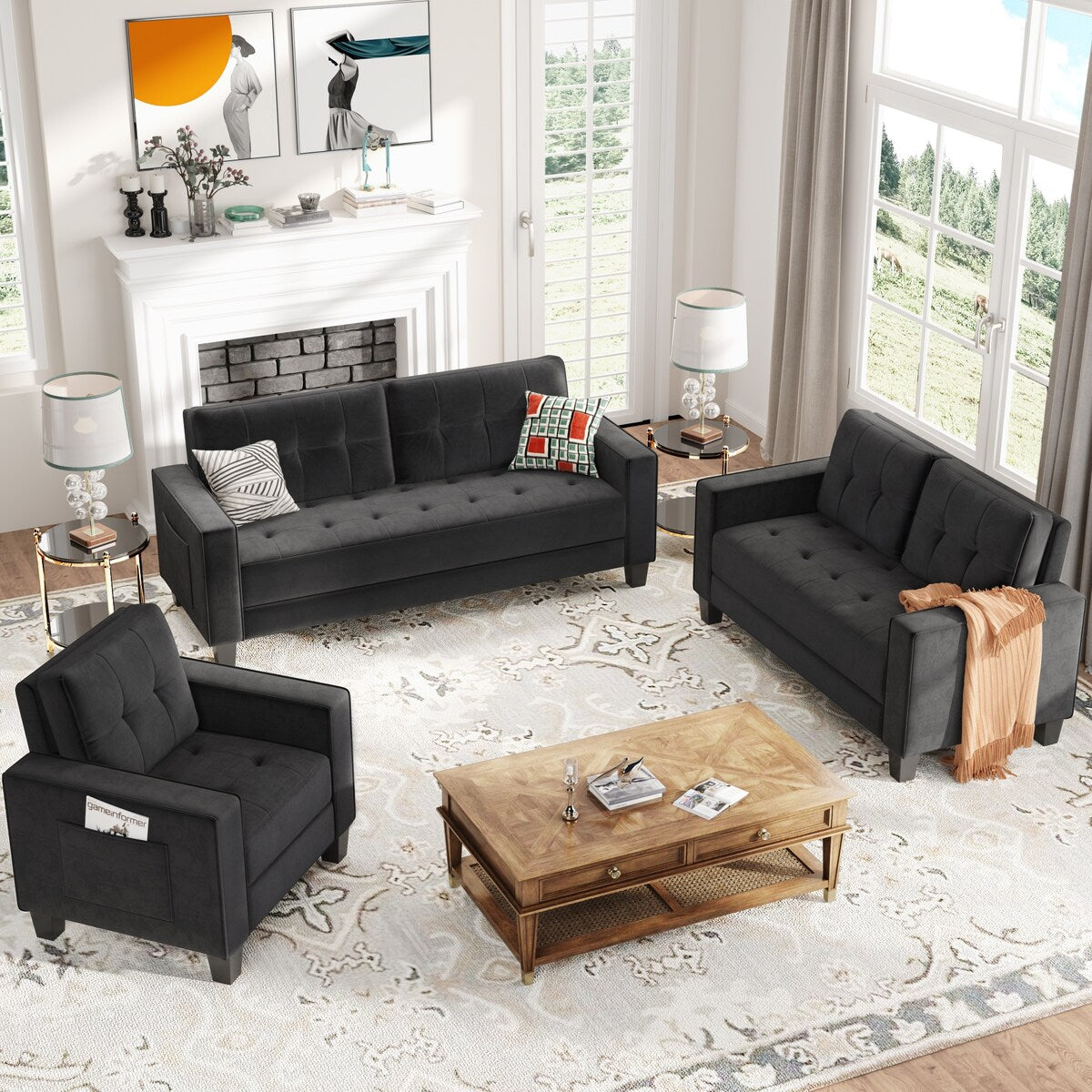 Morden Style Couch Furniture Upholstered for Home or Office
