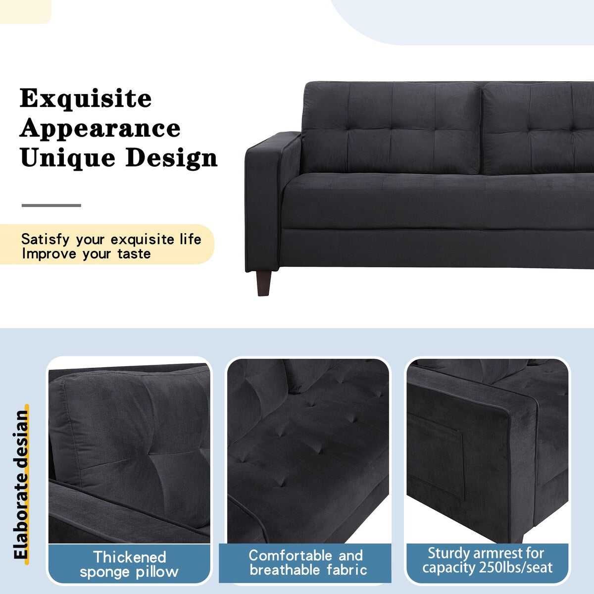 Morden Style Couch Furniture Upholstered for Home or Office