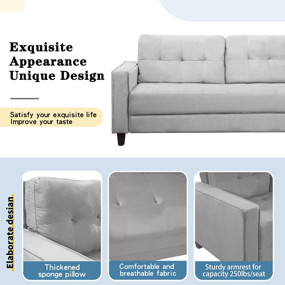 Morden Style Sofa Set Couch Furniture Upholstered Loveseat and Three Seat Sofa for Home or Office