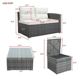 Mordern Outdoor Furniture Sofa Set with Large Storage Box Beige