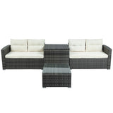 Mordern Outdoor Furniture Sofa Set with Large Storage Box Beige