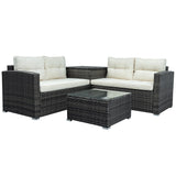 Mordern Outdoor Furniture Sofa Set with Large Storage Box Beige