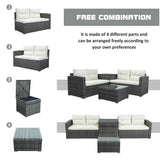 Mordern Outdoor Furniture Sofa Set with Large Storage Box Beige