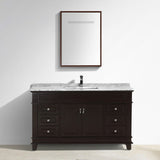 Moreno Bath Fayer 60 Inch Free Standing Single Sink Espresso Bathroom Vanity With Carrara Marble Top