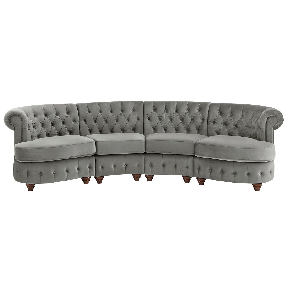 Morgan Velvet Scrolled 4-seat Curved Chesterfield Sofa by iNSPIRE Q Bold