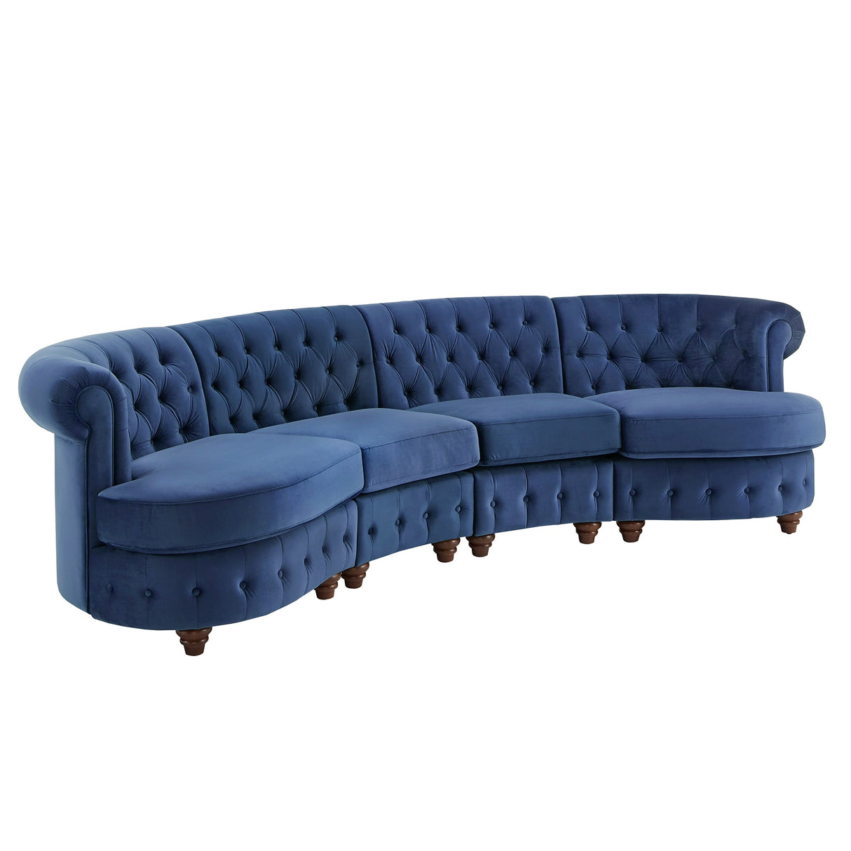 Morgan Velvet Scrolled 4-seat Curved Chesterfield Sofa by iNSPIRE Q Bold