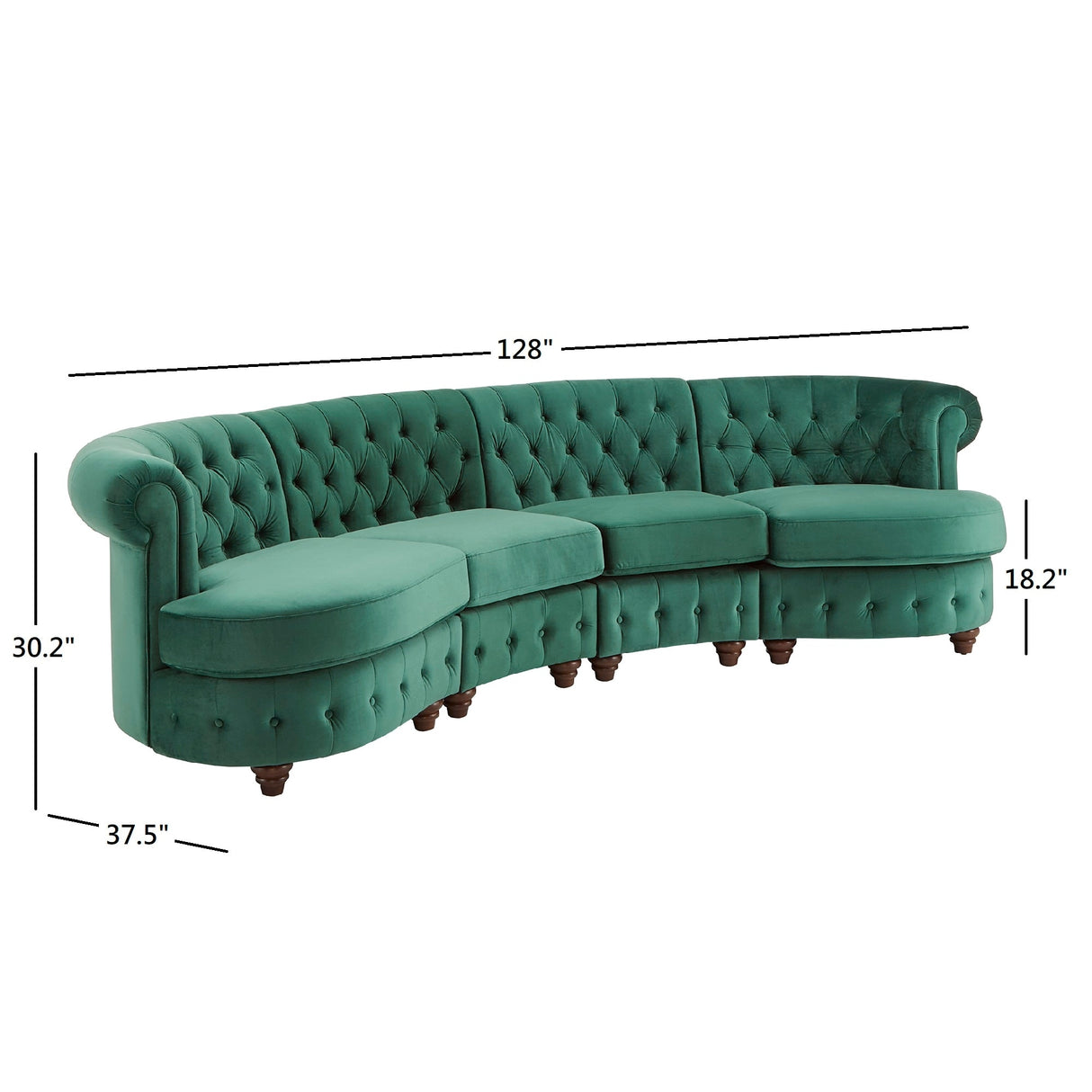 Morgan Velvet Scrolled 4-seat Curved Chesterfield Sofa by iNSPIRE Q Bold