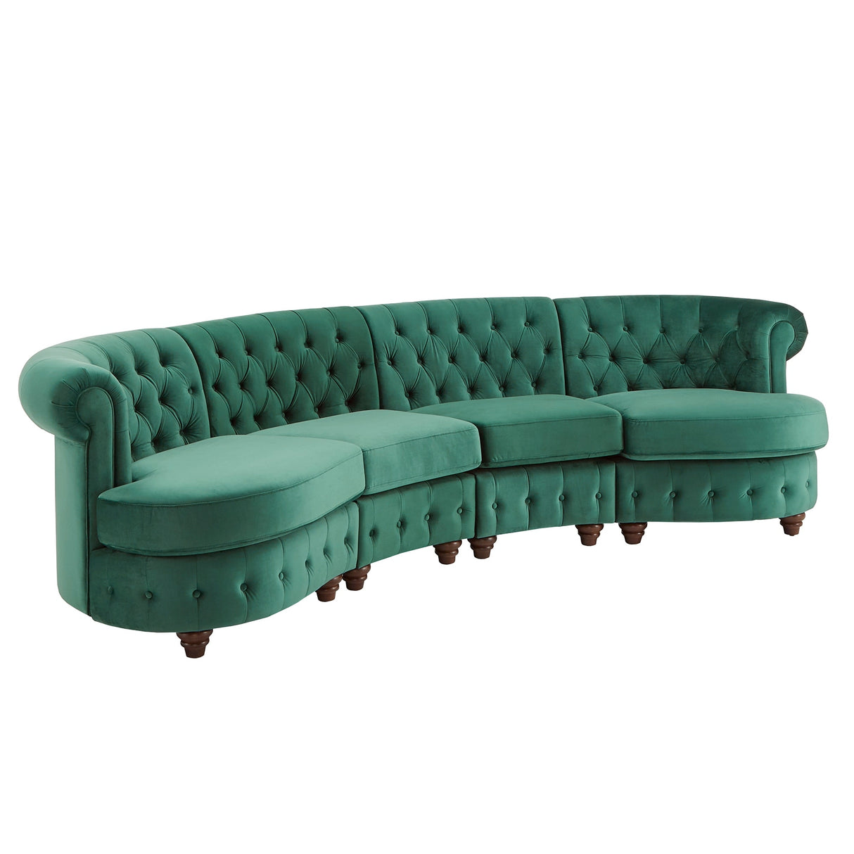Morgan Velvet Scrolled 4-seat Curved Chesterfield Sofa by iNSPIRE Q Bold