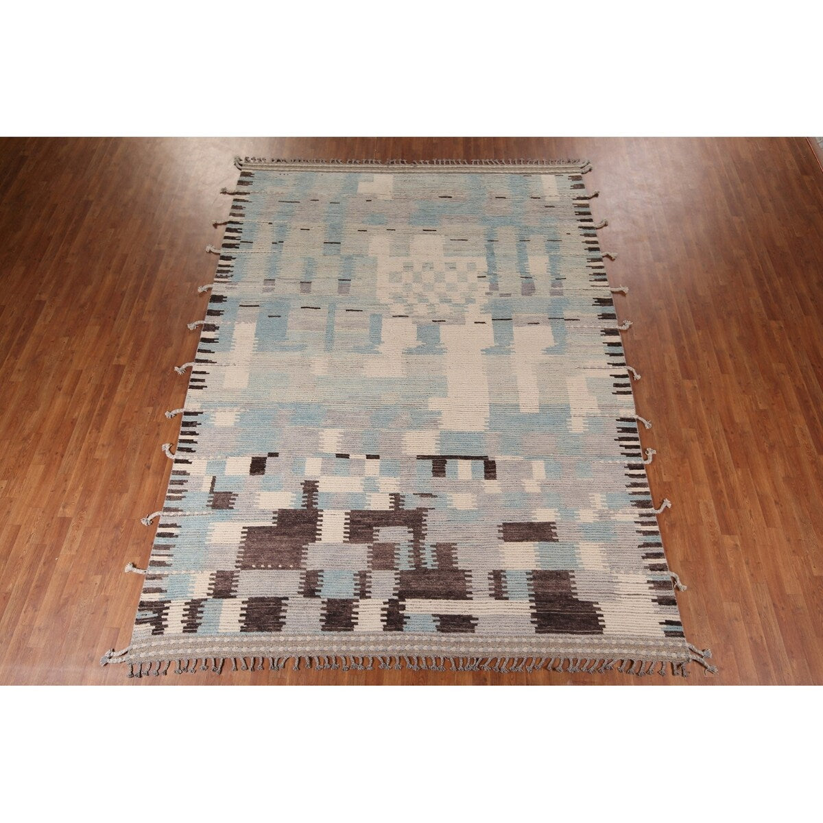 Moroccan Abstract Area Rug Handmade Multi-Color Wool Carpet - 8'10" x 12'0"