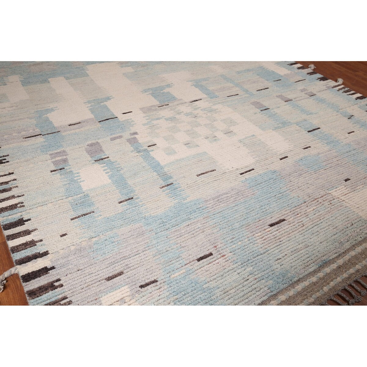 Moroccan Abstract Area Rug Handmade Multi-Color Wool Carpet - 8'10" x 12'0"