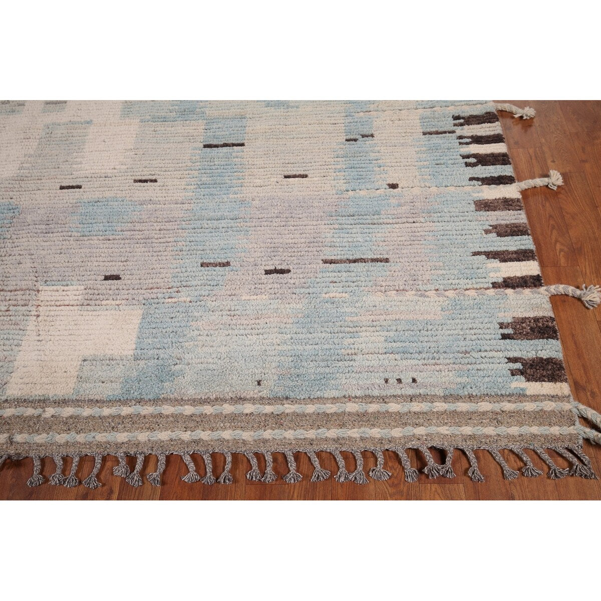 Moroccan Abstract Area Rug Handmade Multi-Color Wool Carpet - 8'10" x 12'0"