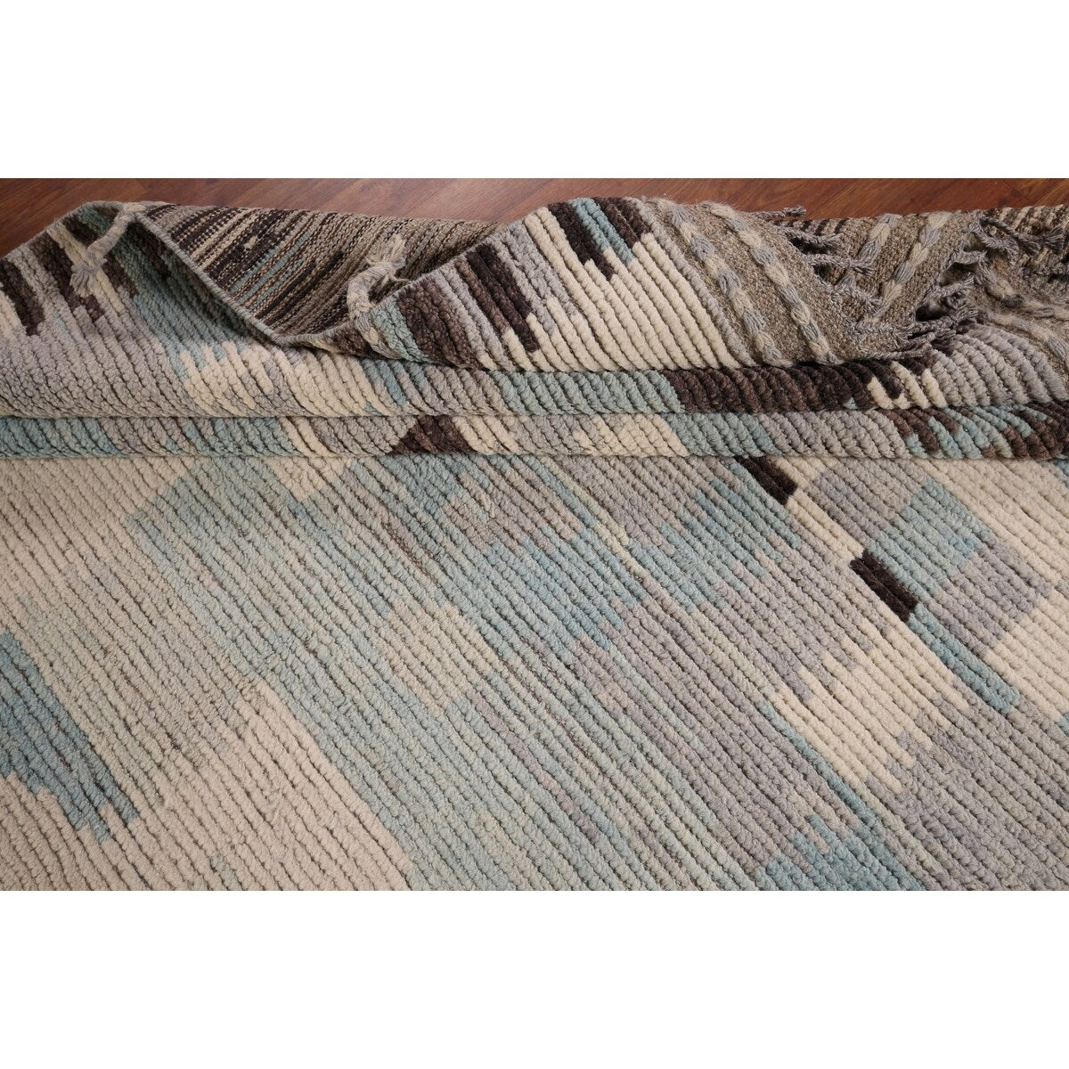 Moroccan Abstract Area Rug Handmade Multi-Color Wool Carpet - 8'10" x 12'0"