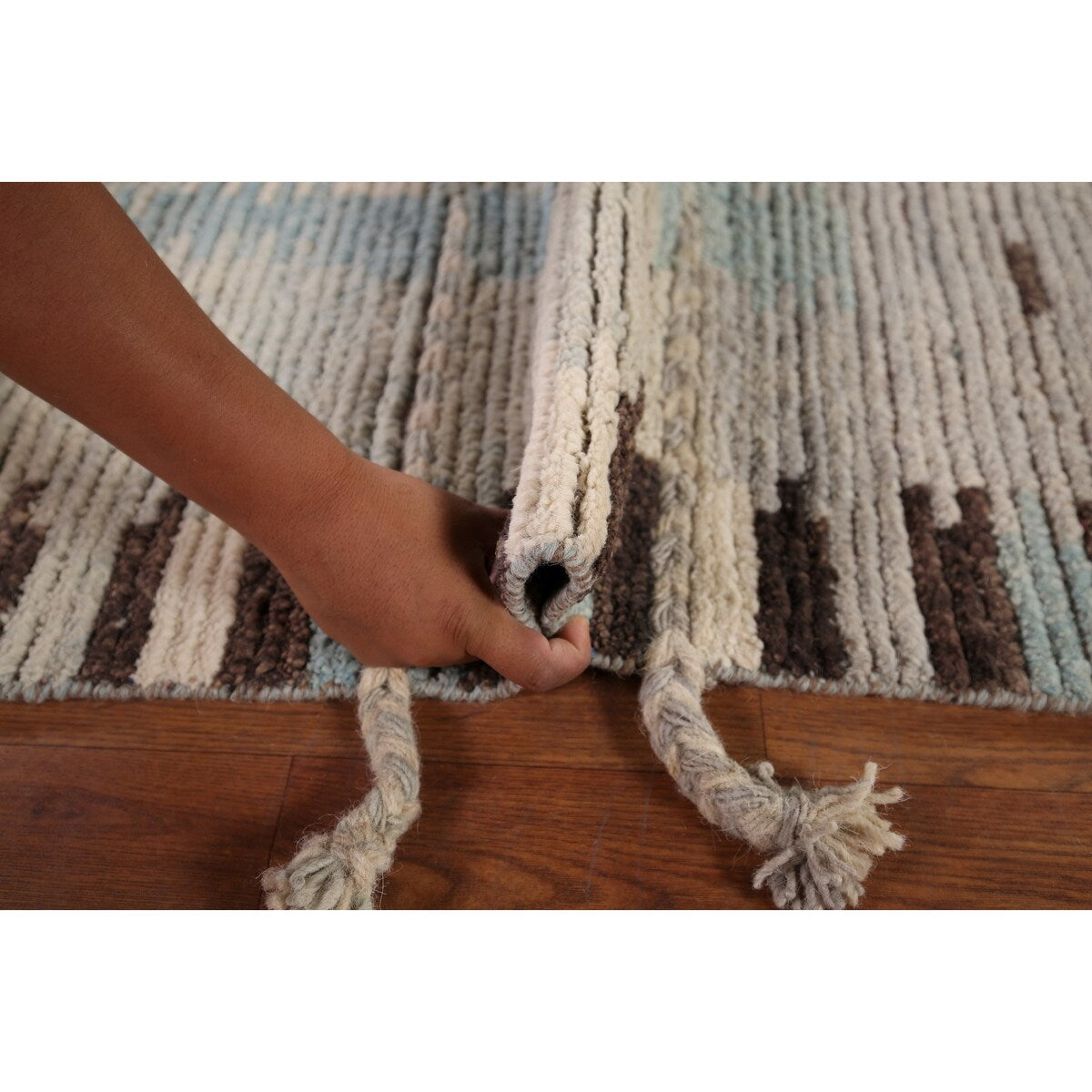 Moroccan Abstract Area Rug Handmade Multi-Color Wool Carpet - 8'10" x 12'0"