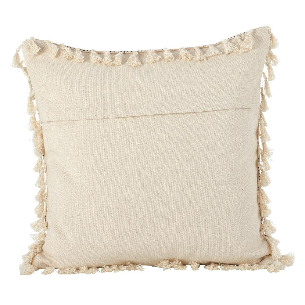 Moroccan Design Tasseled Fringe Cotton Down Filled Throw Pillow