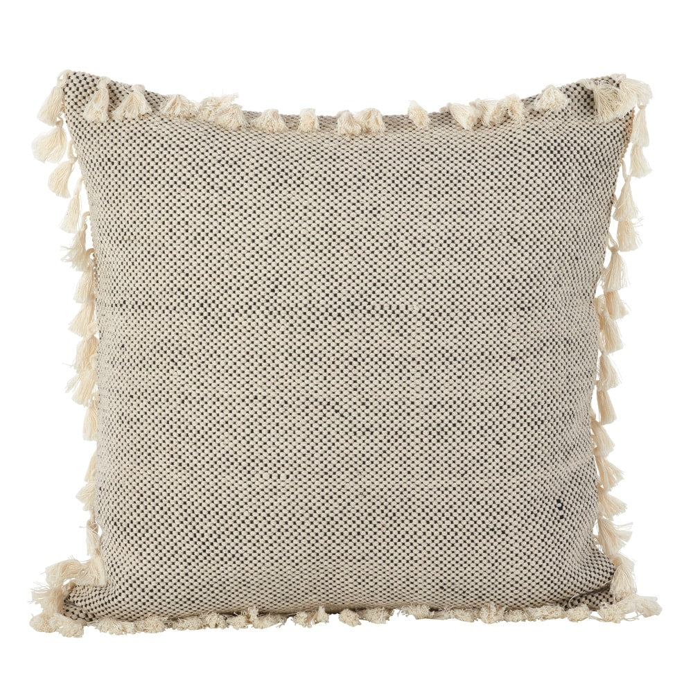 Moroccan Design Tasseled Fringe Cotton Down Filled Throw Pillow