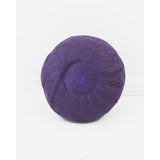 Handmade Moroccan Leather Pouf Unstuffed Ottoman, Purple (Morocco)