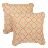 Moroccan Orange Indoor/ Outdoor Corded Square Throw Pillows with Sunbrella Fabric (Set of 2)