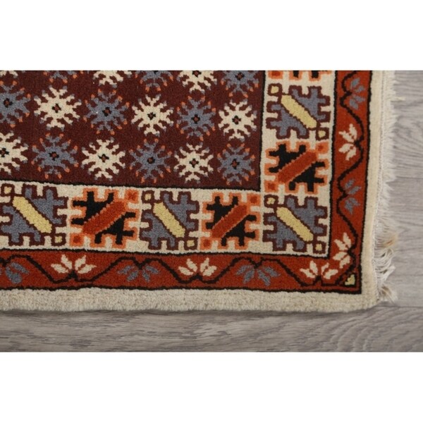 Moroccan Tribal Hand Knotted Wool Oriental Geometric Area Rug - 4'9" x 2'6"
