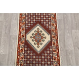 Moroccan Tribal Hand Knotted Wool Oriental Geometric Area Rug - 4'9" x 2'6"