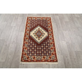 Moroccan Tribal Hand Knotted Wool Oriental Geometric Area Rug - 4'9" x 2'6"