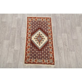 Moroccan Tribal Hand Knotted Wool Oriental Geometric Area Rug - 4'9" x 2'6"