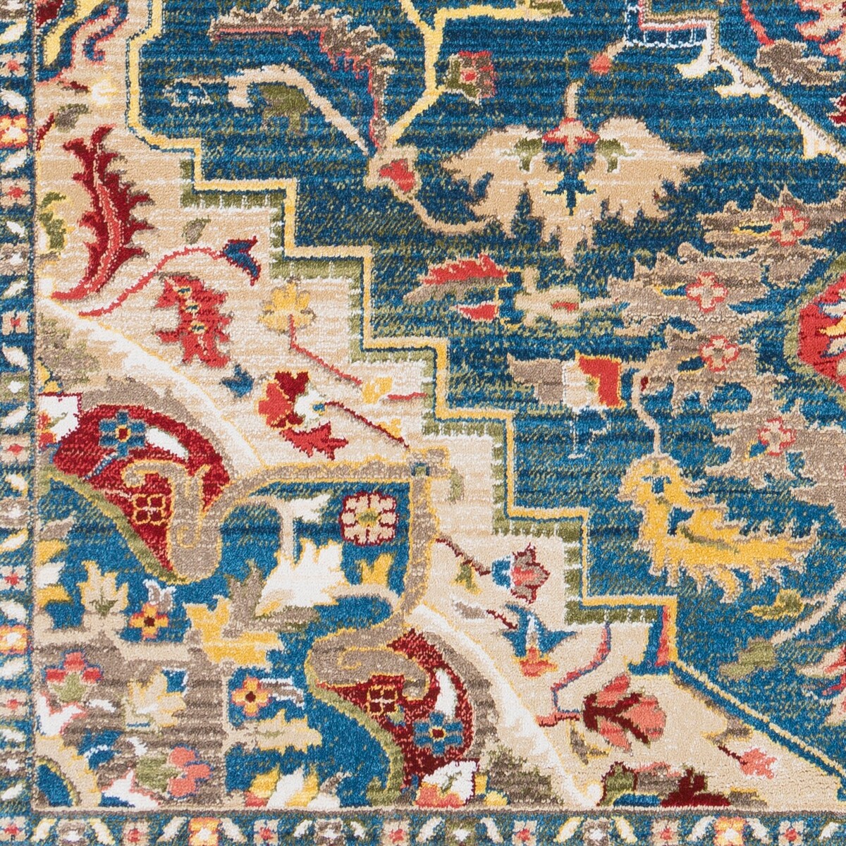 Morris Blue & Red Vintage Medallion Area Rug - 7'10" x 9'10"