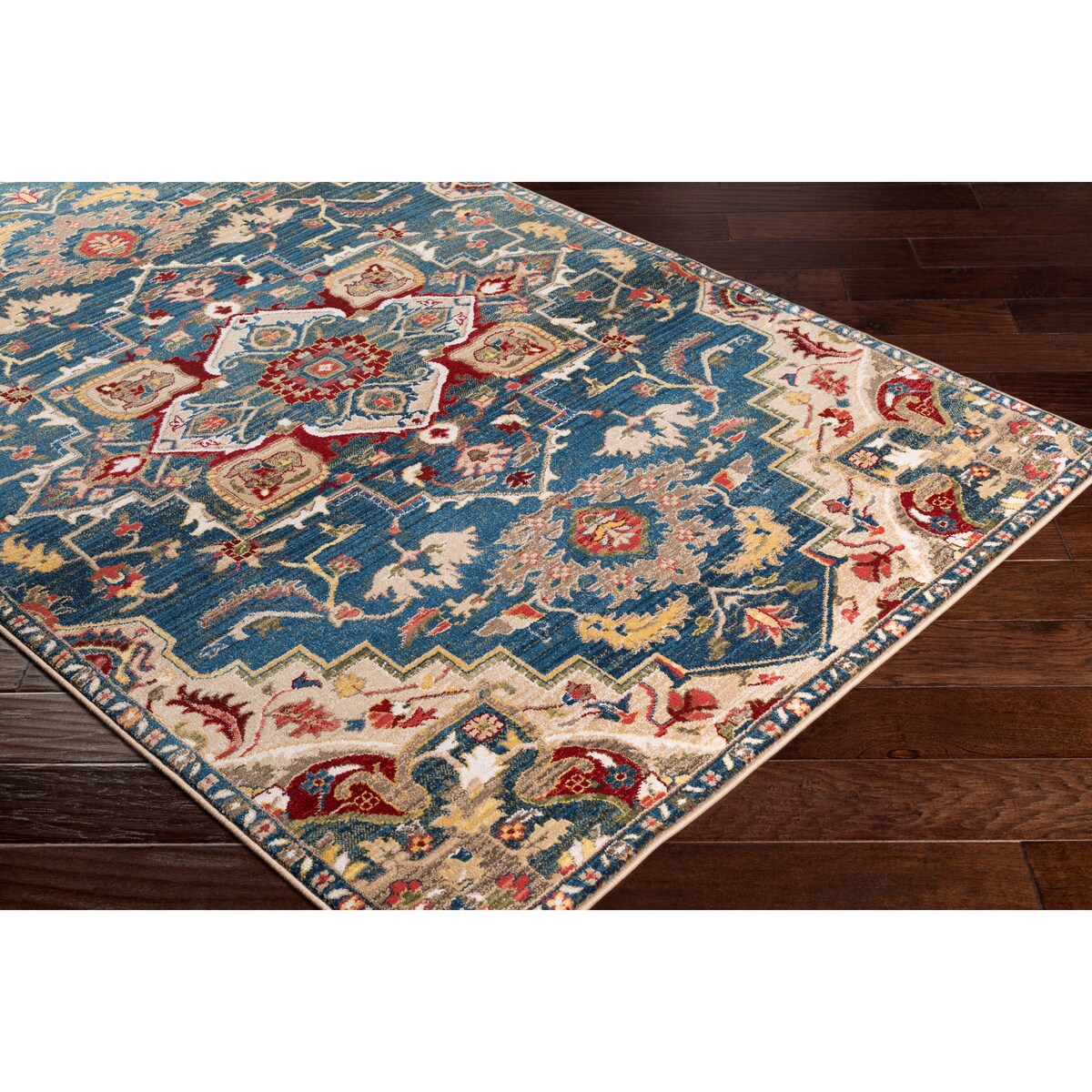 Morris Blue & Red Vintage Medallion Area Rug - 7'10" x 9'10"