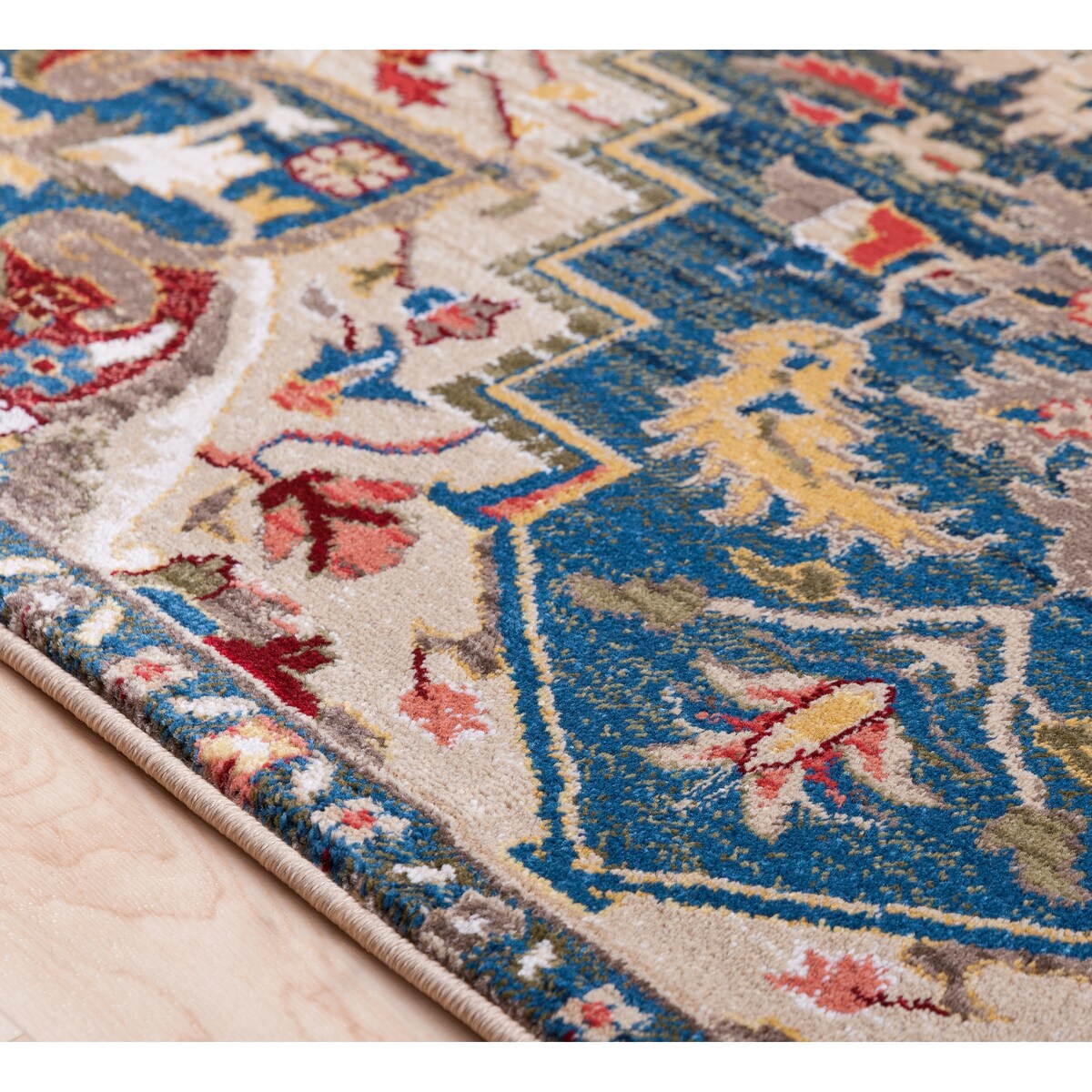 Morris Blue & Red Vintage Medallion Area Rug - 7'10" x 9'10"