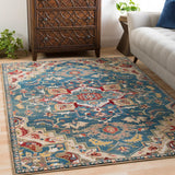 Morris Blue & Red Vintage Medallion Area Rug - 7'10" x 9'10"