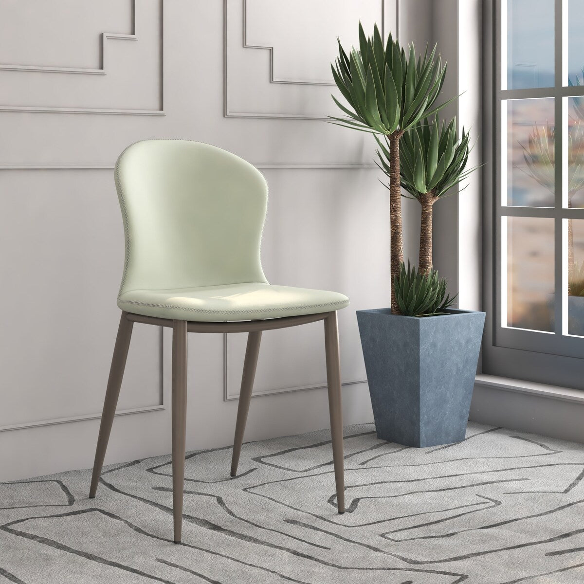 Mosaic Modern Upholstered Fabric Dining Chair with Metal Legs by LeisureMod