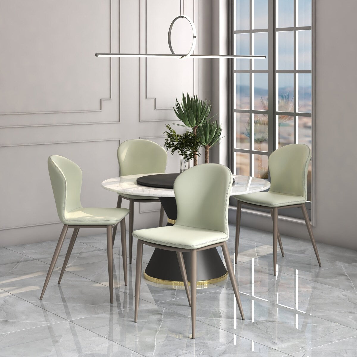 Mosaic Modern Upholstered Fabric Dining Chair with Metal Legs by LeisureMod
