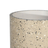 Mosaic Round Cement Planter on Wooden Stand, Medium, Beige and Brown