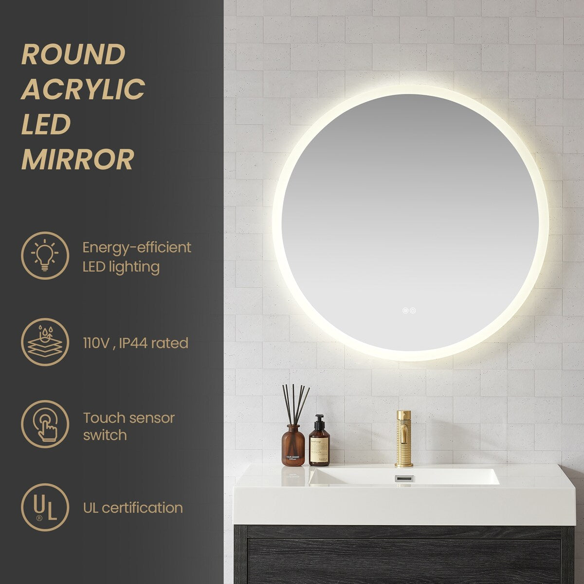 Moscow Round Frameless LED Wall Bath Vanity Mirror