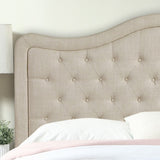 Moser Bay Adella Linen Upholstered Waved Top Tufted Bed