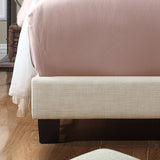 Moser Bay Adella Linen Upholstered Waved Top Tufted Bed