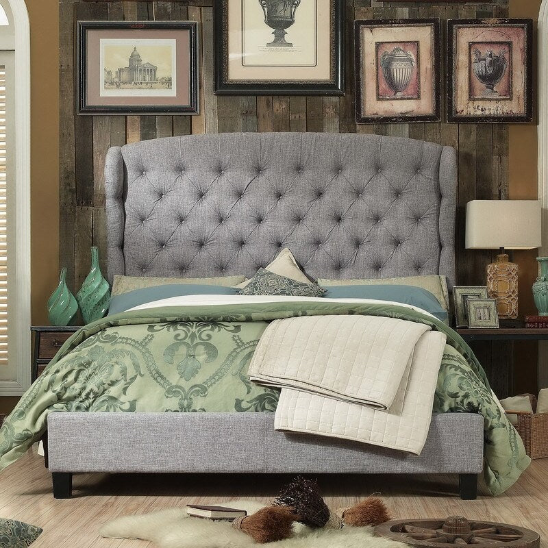 Isabella Diamond Tufted Wingback Upholstered Platform Bed
