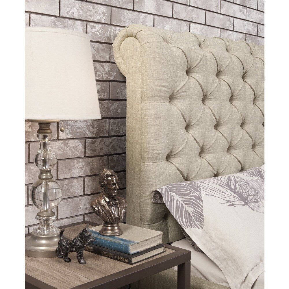 Moser Bay Furniture Calia Tufted Upholstery Chesterfield Headboard, Queen, Beige