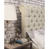 Moser Bay Furniture Calia Tufted Upholstery Chesterfield Headboard, Queen, Beige